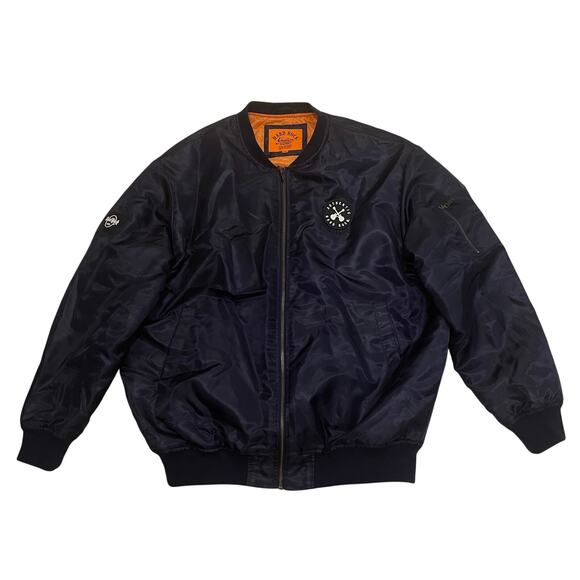 Hard Rock Guitar Company Quilted Bomber Jacket XXL | Navy Orange Nylon, Worn 1x - Picture 13 of 13